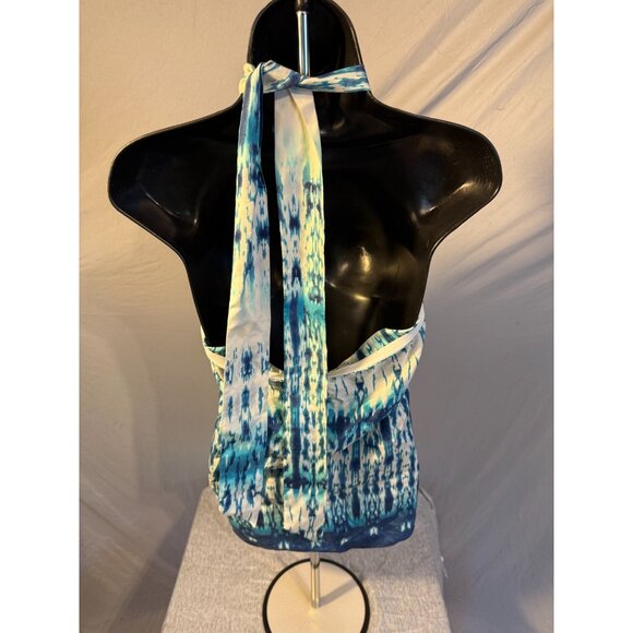 Banana Republic Silk Halter Top Y2K Vibes Blue Tie Dye Womens Small S Vintage - Picture 3 of 3